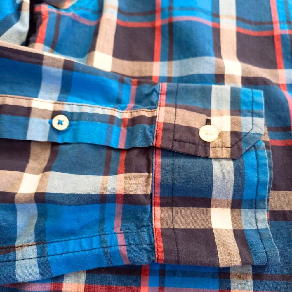 American Eagle Outfitters Men’s Blue Plaid Shirt – Long Sleeve Button-Down, S - Picture 5 of 8